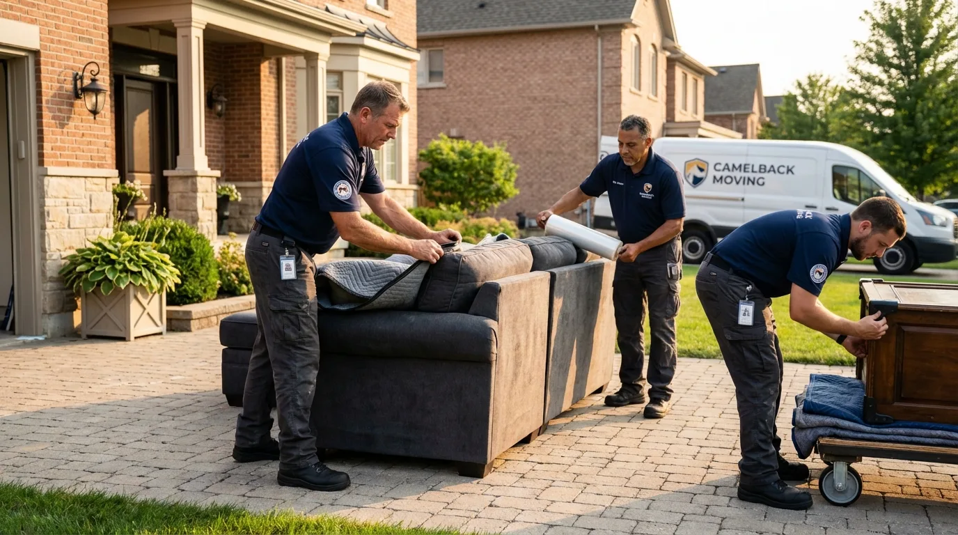Large estate moving crew wrapping furniture in Jerseyville, IL